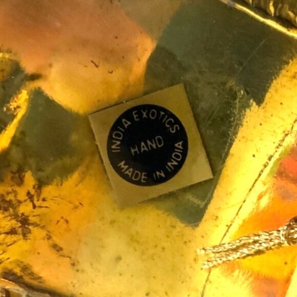 Vintage India Exotics Brass Cowboy Hat & Saddle Christmas Ornaments Hand Made - Picture 12 of 12